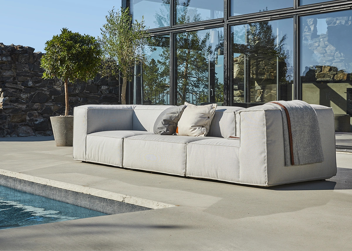 Asker 3-sitssoffa - ljusgrå sunbrella