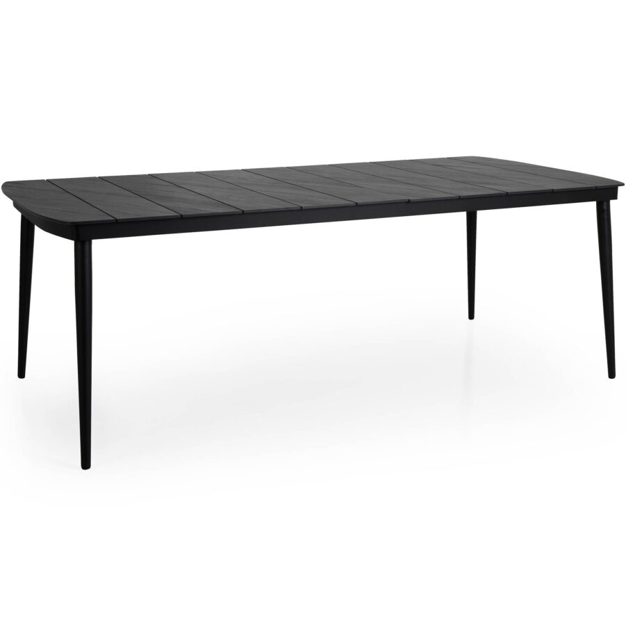 Callander matbord i svart med laminatskiva i grå stenimitation.