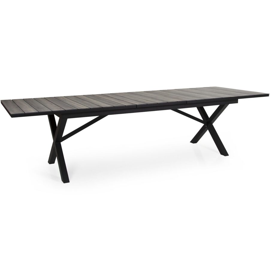 Hillmond förlängningsbord i svart med naturfärgad skva.