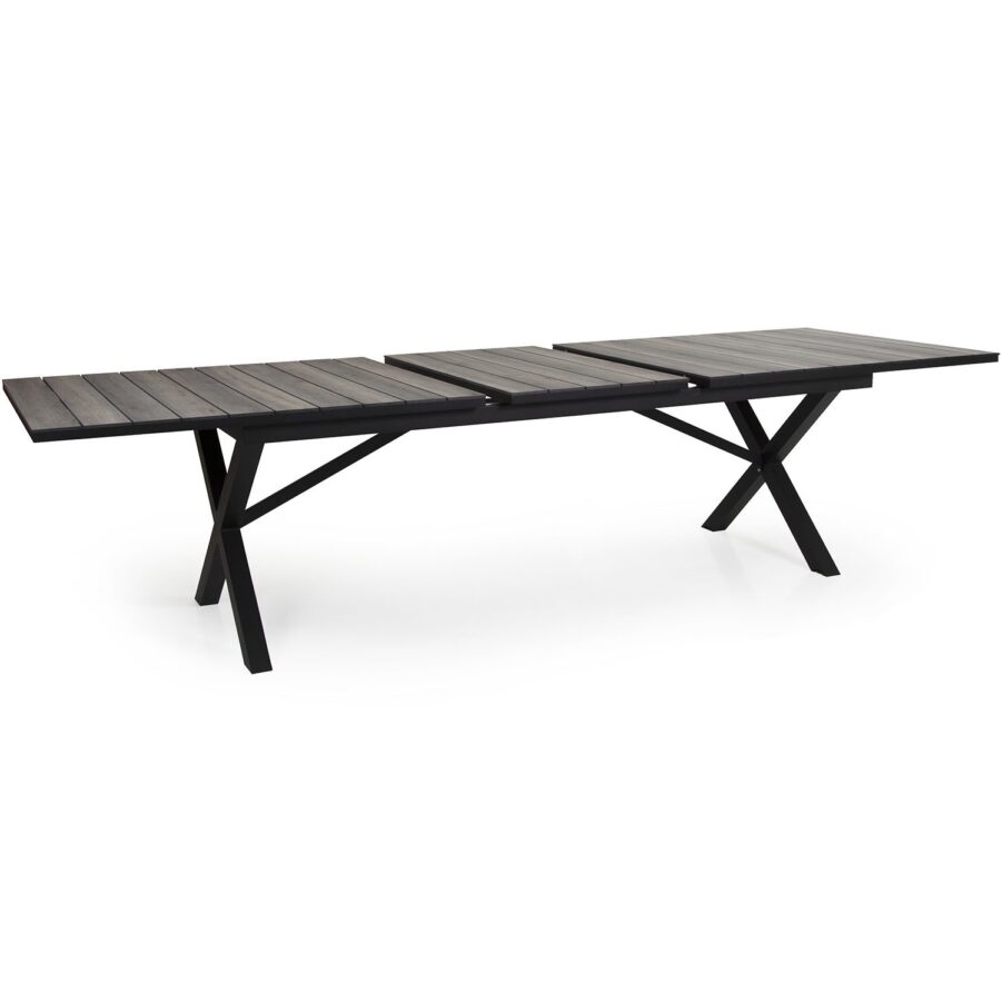 Hillmond förlängningsbord i svart med naturfärgad laminatskiva.