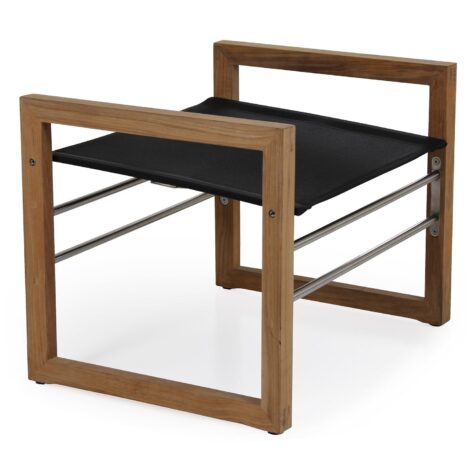 Fotpallen Vevi i teak och textilene från Brafab.