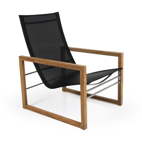 Vevi fåtölj från Brafab i teak och textilene.