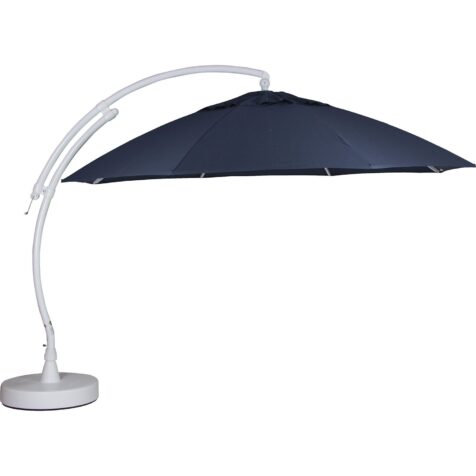 Easy Sun parasoll i vitt med marinblå duk.