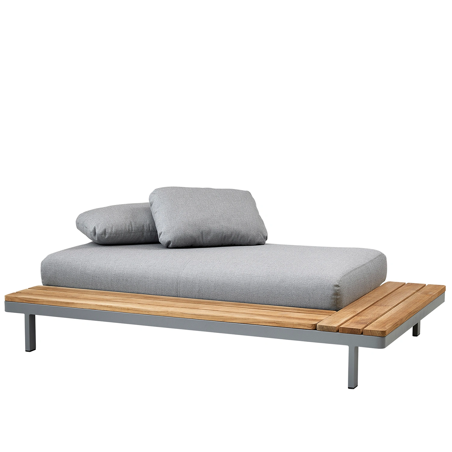 Space 2-sits modul med sidobord ljusgrå/teak