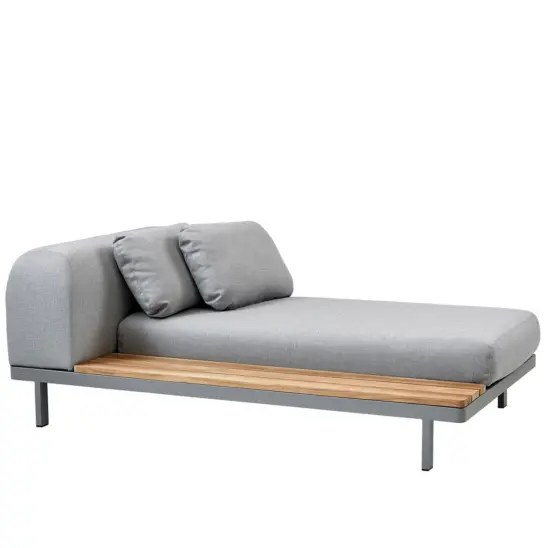 Space schäslong ljusgrå/teak