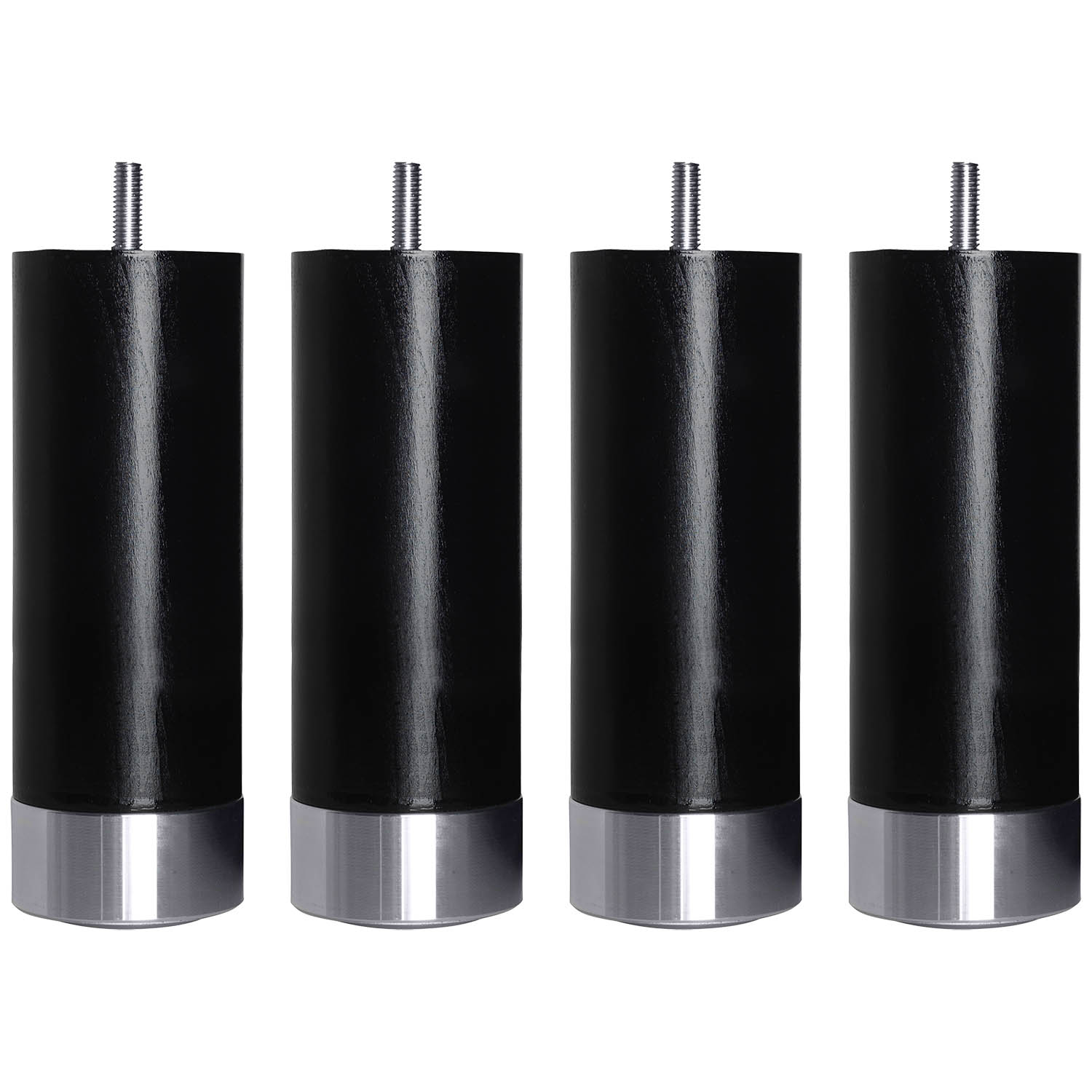 Cylinder sängben svart med aluminiumfot