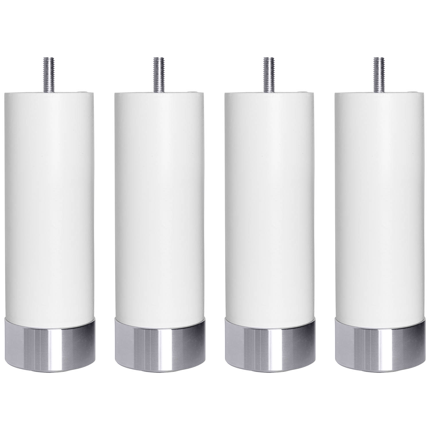 Cylinder sängben vit med aluminiumfot