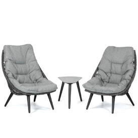 Tarragona fåtöljgrupp antracitgrå/ljusgrå dynor