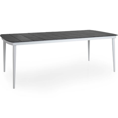 Callander matbord i vitt med grå bordsskiva.