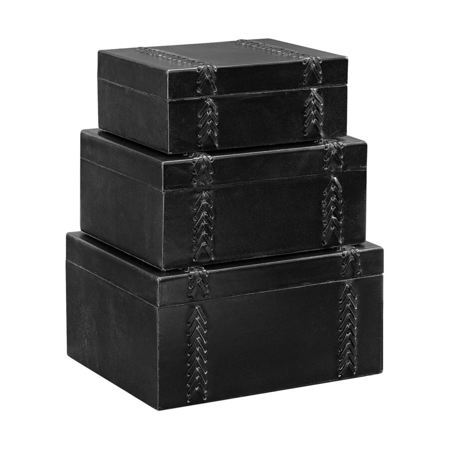 Mendoza box 3-set i svart läder.