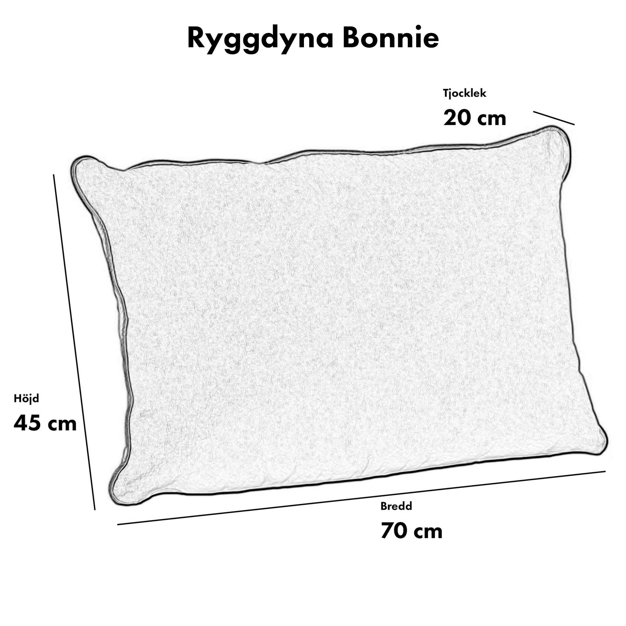 Bonnie allväders-ryggdyna grå 70x45 cm