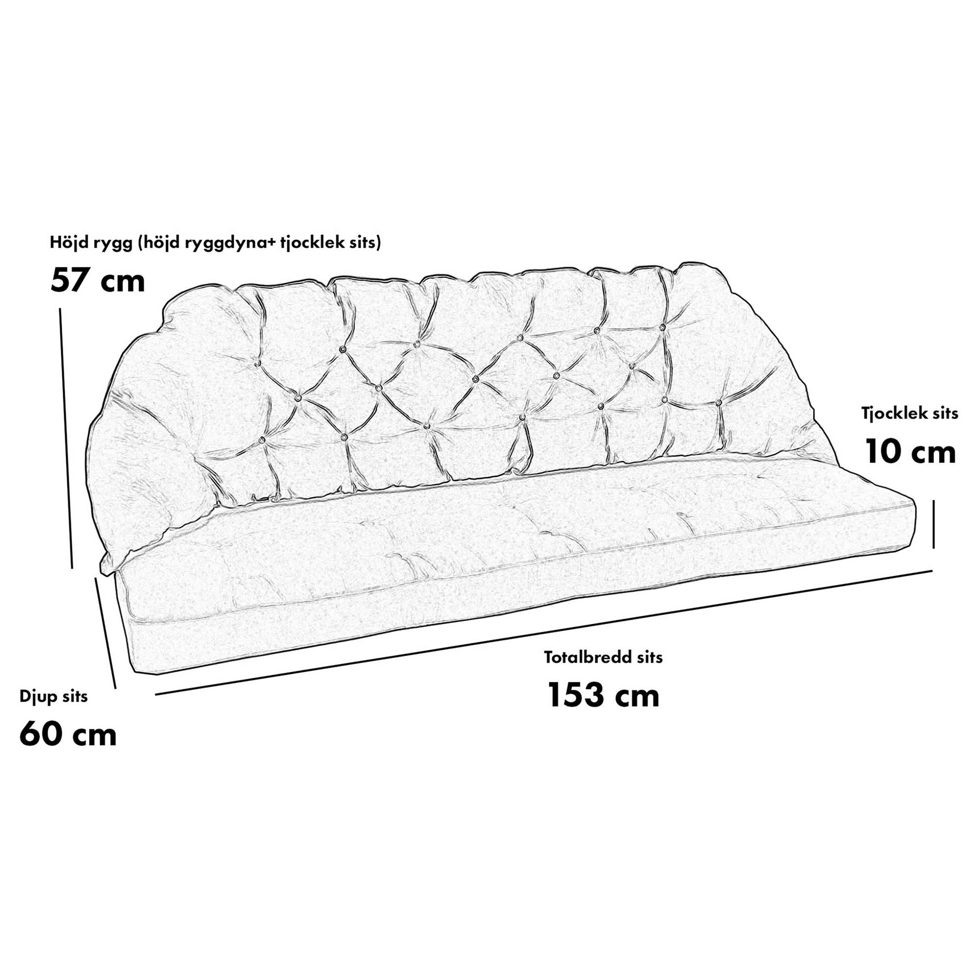 Malta/Bali 3-sits soffdyna - beige dralon