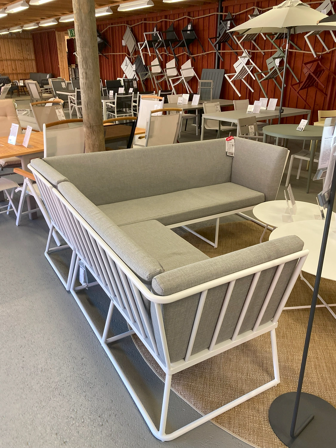 Vence hörnsoffa liten vit/grå