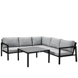 Belfort hörnsoffa svart/pärlgrå