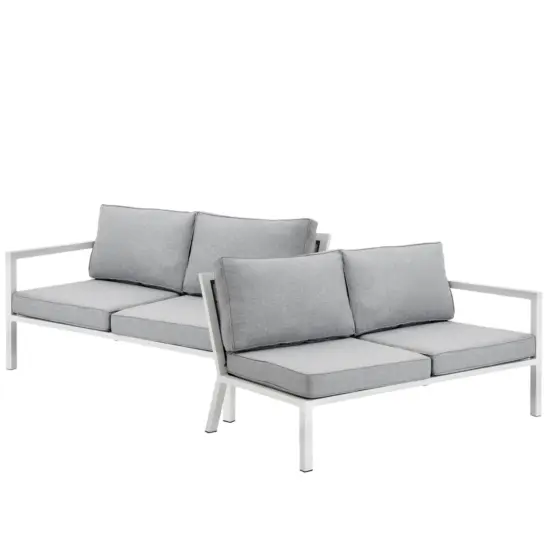 Belfort 2-sits avslutsdelar höger och vänster vit/pärlgrå