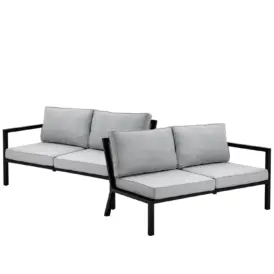 Belfort 2-sits avslutsdelar höger och vänster svart/pärlgrå