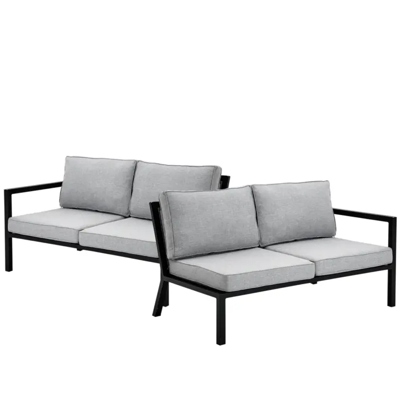 Belfort 2-sits avslutsdelar höger och vänster svart/pärlgrå