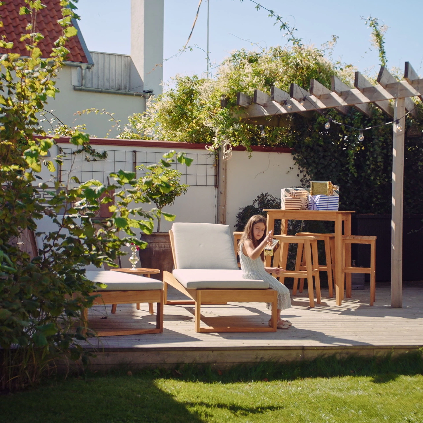 Himmelsnäs solsäng teak/beige