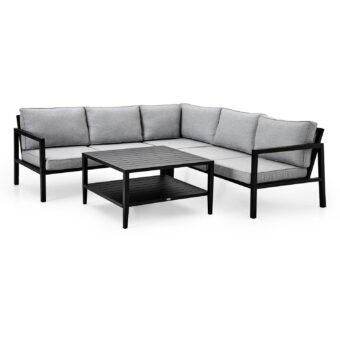 Brafab Belfort hörnsoffa svart/pärlgrå