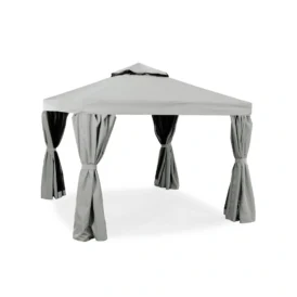 Luxor paviljong i storleken 3x3 m, i färgen ljusgrå.