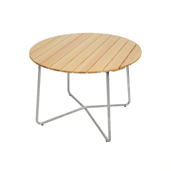 9A 100 matbord med skiva i oljad furu och varmförzinkat stativ.