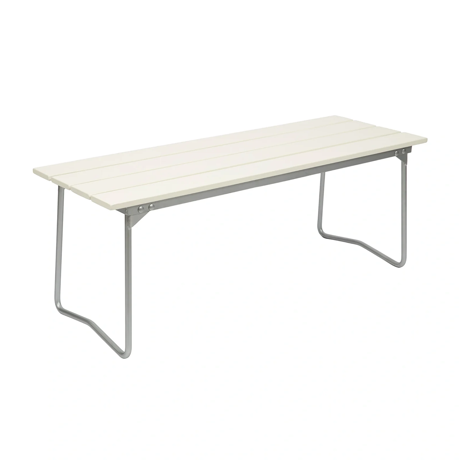 Bänk 8 vitlackad ek / varmförzinkat stativ