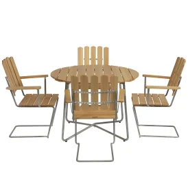 Klassikergrupp oljad furu / varmförzinkad, Ø100 cm 4+1