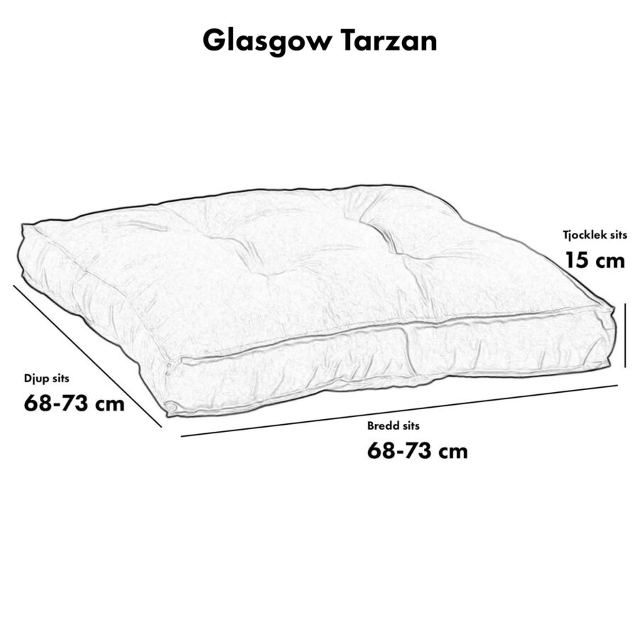 Mått på Tarzan sittdyna i serien Glasgow.