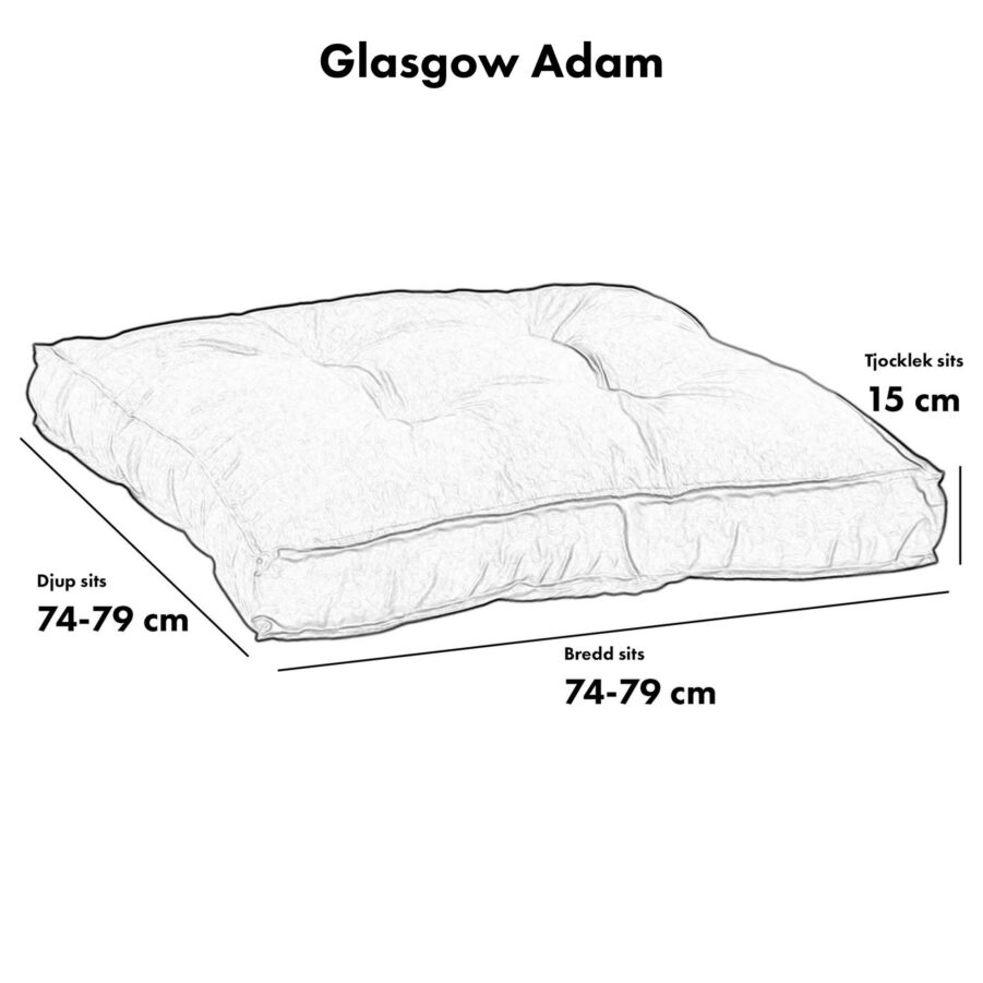 Mått på Adam sittdyna i serien Glasgow.