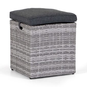 Bristol pall i pärlgrå konstrotting med en grå dyna från Atleve.