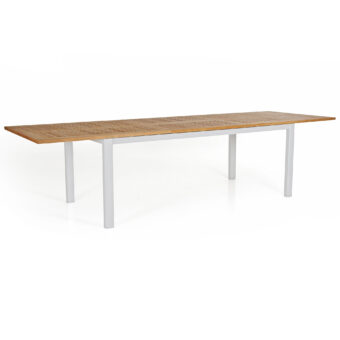 Lyon förlängningsbord matt vit/teak 224-304x100 cm