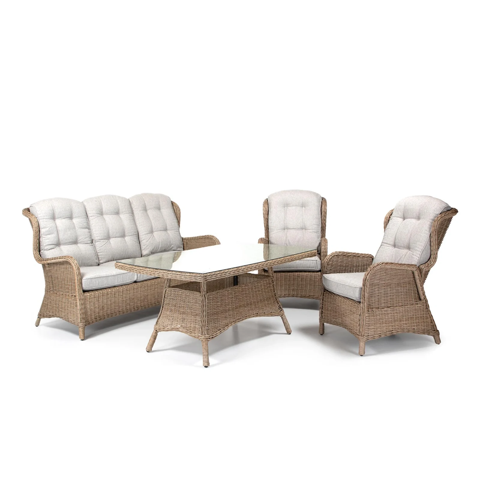 Rio soffgrupp – ställbar, natur/beige allvädersdyna