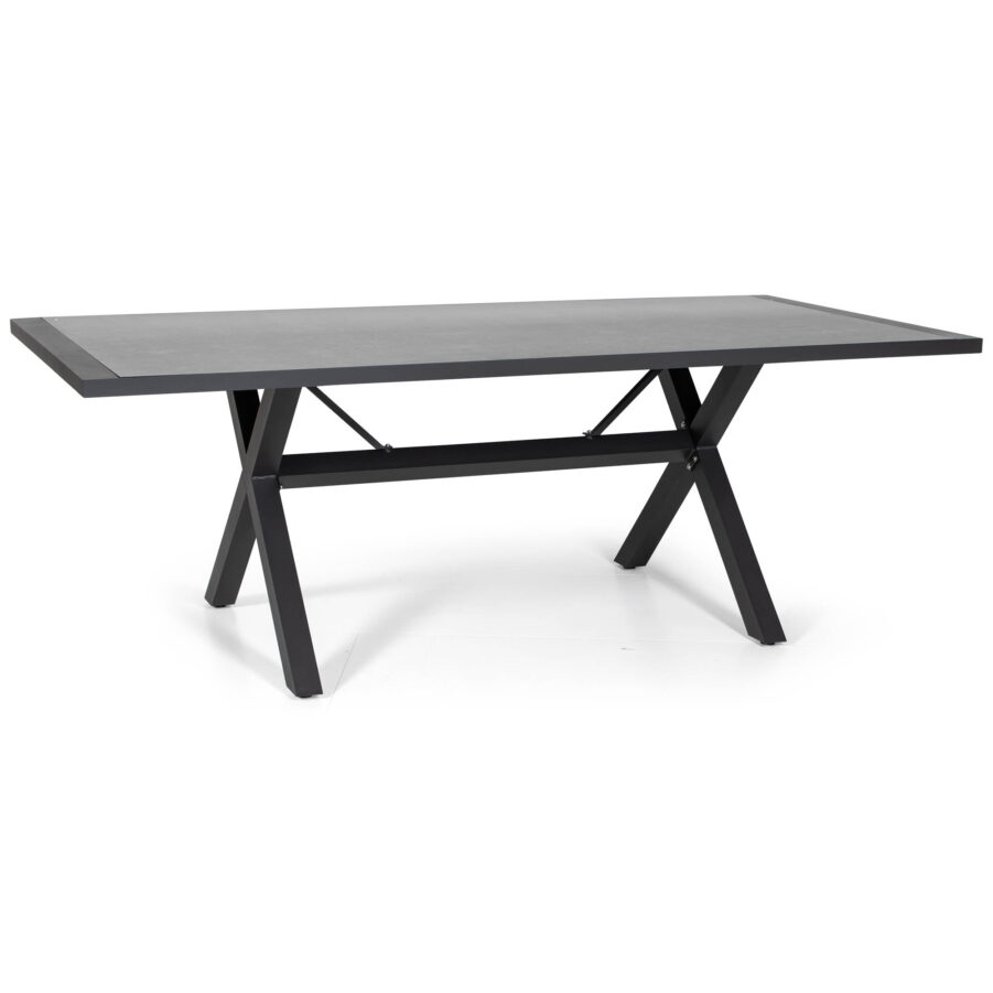 Como matbord 210x100 cm med antracitgråa ben och en grå glaskeramiktopp.