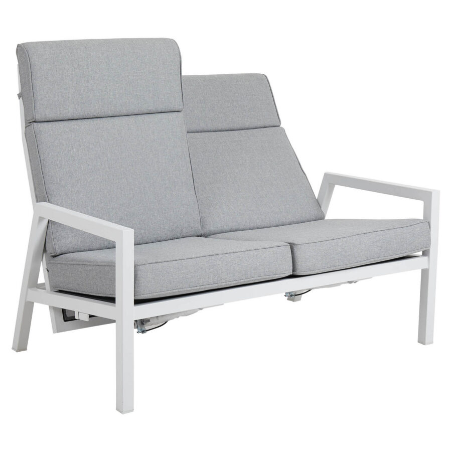 Brafab Belfort 2-sits soffa ställbar hög rygg vit/pärlgrå