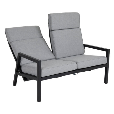 Brafab Belfort 2-sits soffa ställbar hög rygg svart/pärlgrå