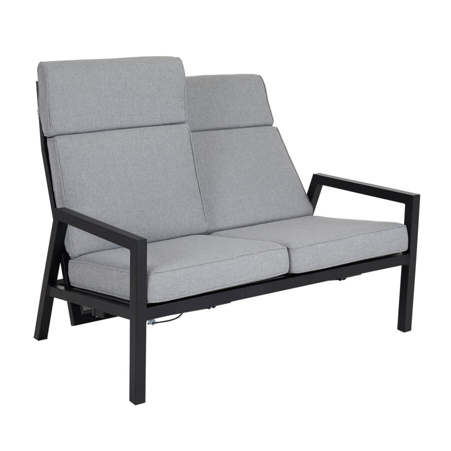Brafab Belfort 2-sits soffa ställbar hög rygg svart/pärlgrå