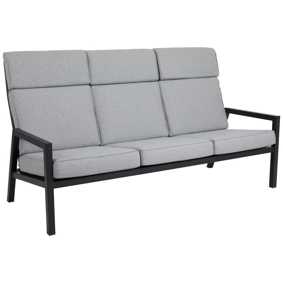 Brafab Belfort 3-sits soffa hög rygg svart/pärlgrå