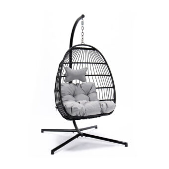 Nova hänggunga i svart med ljusgrå dyna.