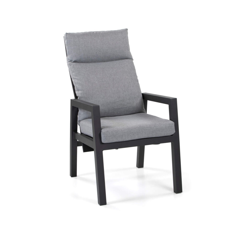 Como positionsstol i antracitgrå aluminium med ljusgrå dyna i olefin.