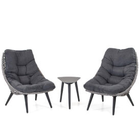 Tarragona fåtöljgrupp pärlgrå/mörkgrå dynor