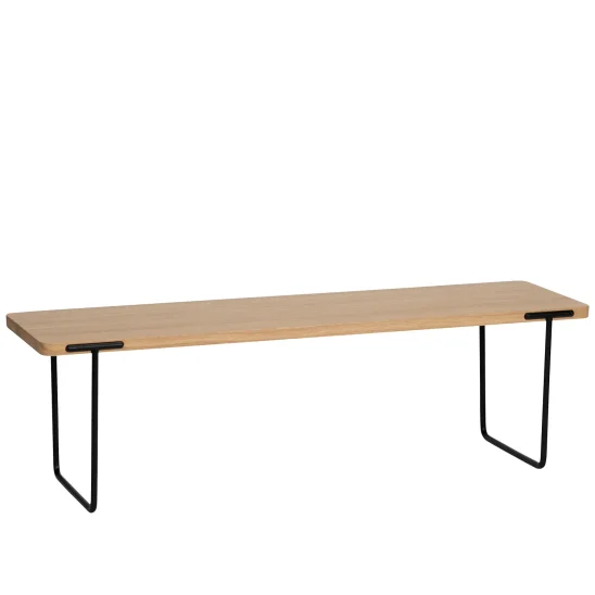 Update soffbord/bänk ljus klarlackad ek/svart 140x40 cm