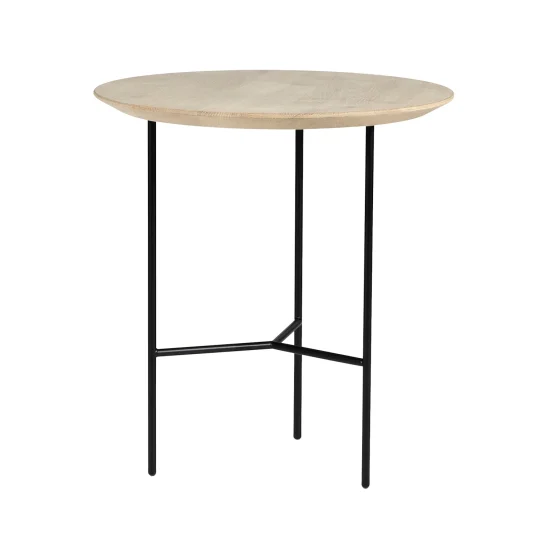 Tribeca sidobord såpad ek/svart Ø50 cm