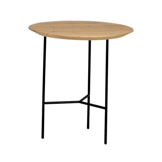 Tribeca sidobord lackad ljus ek/svart Ø50 cm