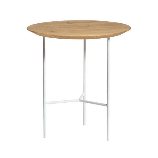 Tribeca sidobord lackad ljus ek/vit Ø50 cm