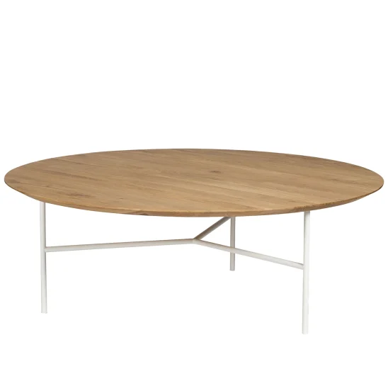 Tribeca soffbord lackad ljus ek/vit Ø110 cm