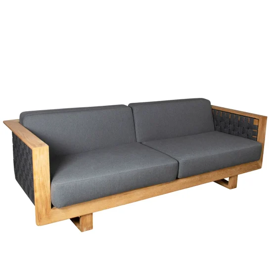 Angle 3-sitssoffa teak/mörkgrå inkl. dynor