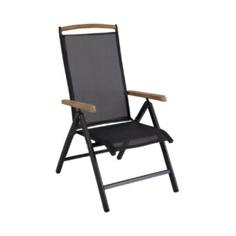 Brafab Andy positionsstol svart/svart med armstöd i teak