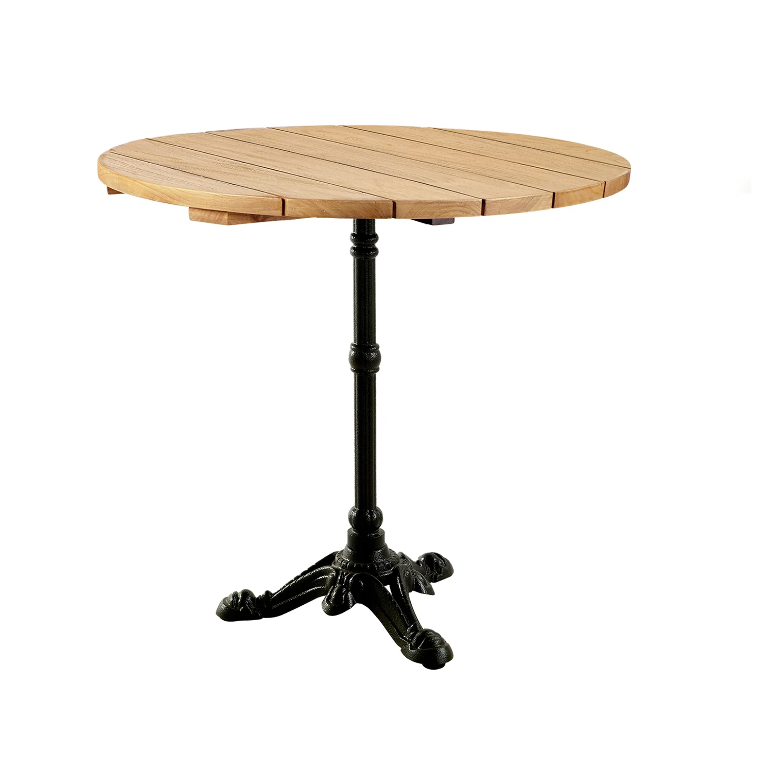 Lyon cafébord svart/teak Ø80 cm