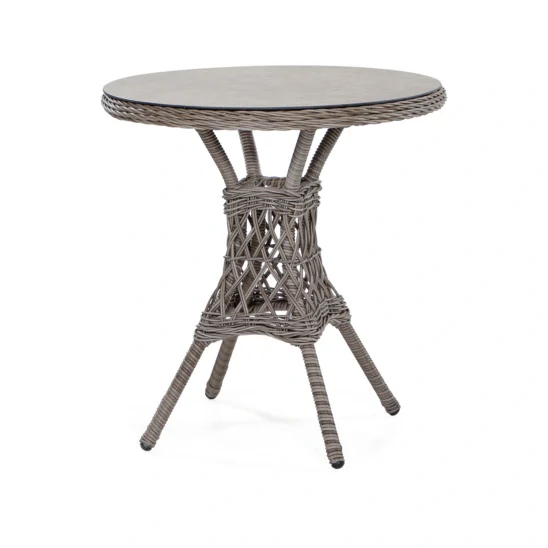 Marienlyst cafébord i drivved med sandfärgad glasskiva