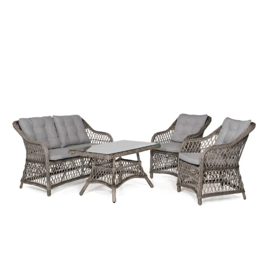 Lillhagen soffgrupp med öppen flätning i färgen drivved.